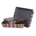 Rectangular grey/stripes cardboard tray