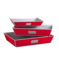 Rectangular red & grey Voyage Gourmand cardboard tray 27x20x5 cm
