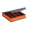 Square brown and orange sweet box with separation insert and magnetic lid 15.5x15.5x3.3 cm