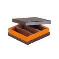 Square brown and orange sweet box with separation insert and separate lid 10.8x10.8x3.3 cm