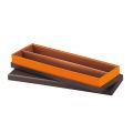 Rectangular brown and orange sweet box with separation insert and separate lid 23x7.5x3.3 cm