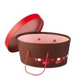Oval gift box with brown/pink pixels - cords handles
