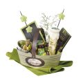 Oval green 100% Authentique basket with retractable handle