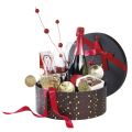 Round Bonnes Ftes gift box with red bow