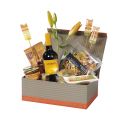 Rectangular taupe/orange gift box with magnetic lid
