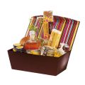 Rectangular orange/brown striped gift box