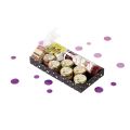 Rectangular black tray with gold & purple bubbles (hot foil)