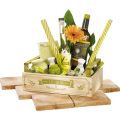 Green and natural color "Le Sud" wooden tray with 2 handles 33x21x9/13 cm
