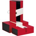 Rectangular gift box with hinge lid / Red and white pulp paper / elastic closing system