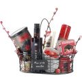Oval black metal basket with Mon ptit march plate & foldable handles
