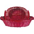 Oval willow basket /2 wood handes / red