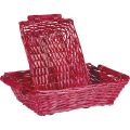 Rectangular willow basket /2 wood handes / red