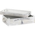 "AIR DU GRAND LARGE" rectangular wood box / rope handles and separate tray lid