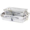Caja de madera con motivo "AIR DU GRAND LARGE" color gris - con punados