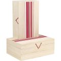 Rectangular wood box / red and white stripe design / elastic closing system