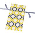 Non woven polypropylene gift bag / grey and yellow with grey satin ribbons