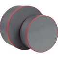 Round cardboard gift box with magnetic flap / grey and red