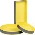 Canasta cartn rectangular gris y amarillo