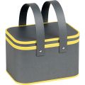 Rectangular basket giftbox with 2 retractable handles / grey and yellow 