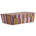 Striped rectangular cardboard box with magnetic closure