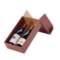 Box wine cardboard kraft/burgundy 2 bottles