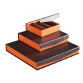 Square brown and orange sweet box with separation insert and magnetic lid 15.5x15.5x3.3 cm