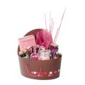 Oval gift box with brown/pink pixels - cords handles