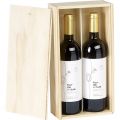Caja de vino de madera de pino 2 botellas Burdeos con tapa corredera