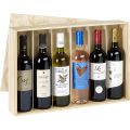 Caja de vino de madera pino 1x6 botellas Burdeos con tapa corredera 
