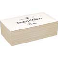Rectangular wood box with white faux leather lid