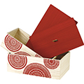 Caja de madera rectngulo natural/ mandala de madera roja decoracin esquinas redondeadas