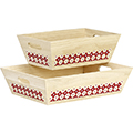 Tray Wood Rectangle, Red / white with diamond shapes handles 35x25x9 cm