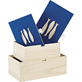 Caja madera rectangular natural/azul corte lser peces