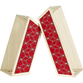 Bandeja madera rectangular crculos geomtricos rojo asas 