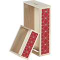 Bandeja madera rectangular crculos geomtricos rojo asas 