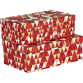 Coffret carton rectangle rouge/blanc/dorure  chaud or dcor triangle