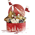 Caja de cartn redondo rojo/blanco/dorado/lmina dorada/decoracin Felices Fiestas             