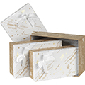 Coffret carton rectangle kraft/blanc/dorure à chaud or Bonnes Fêtes