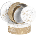 Box cardboard round MERRY CHRISTMAS kraft/white/gold hot foil stamping 