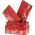 Coffret carton rectangle rouge/dorure à chaud or Bonnes Fêtes