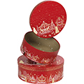 Box cardboard round MERRY CHRISTMAS red/gold hot foil stamping 