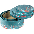 Box cardboard round MERRY CHRISTMAS blue/red/gold hot foil stamping 