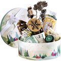 Box cardboard round SNOWY COUNTRY gold hot foil stamping
