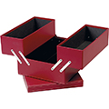Box cardboard rectangular 3 compartments red/gold 2 black removable dividers