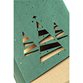 Box cardboard sleeve green/copper hot foil stamping Bonnes Ftes/Christmas trees