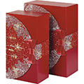 Caja de cartn rectangular fondo automtico de decoracin "Bonnes Ftes" / lazo rojo /para montar