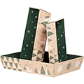Bandeja cartn kraft rectangular FELIZ NAVIDAD rbol de Navidad/verde/blanco entrega plana  