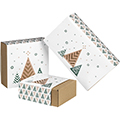 Coffret carton kraft rectangle fourreau BONNES FETES sapins/vert/blanc