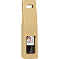 Wine carrier cardboard kraft 1 bottle handle delivered flat