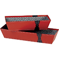 Corbeille carton rectangle rouge/nœud noir 
